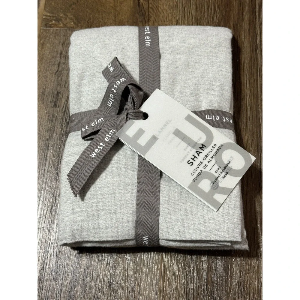 West Elm One (1) Grey Flannel Sham Solid Euro Gray Frost NWT Pillow Cover